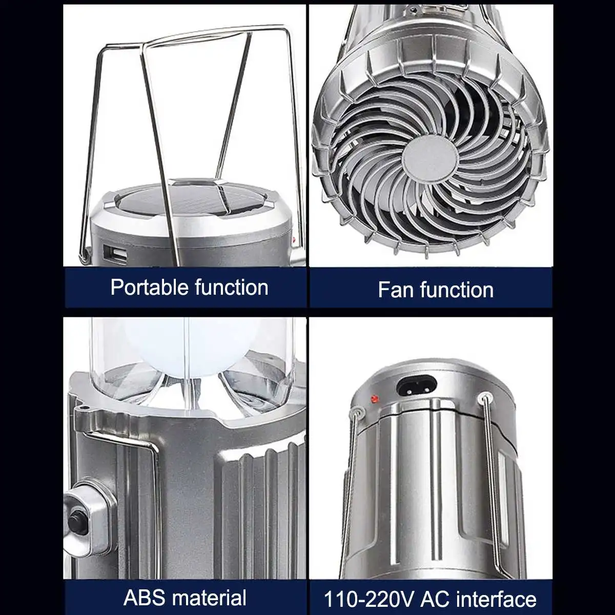 Portable Multi-Function Foldable Camping Lanterns Light Solar Camping Tent Light With Fan For Outdoor Hiking Outages Emergency