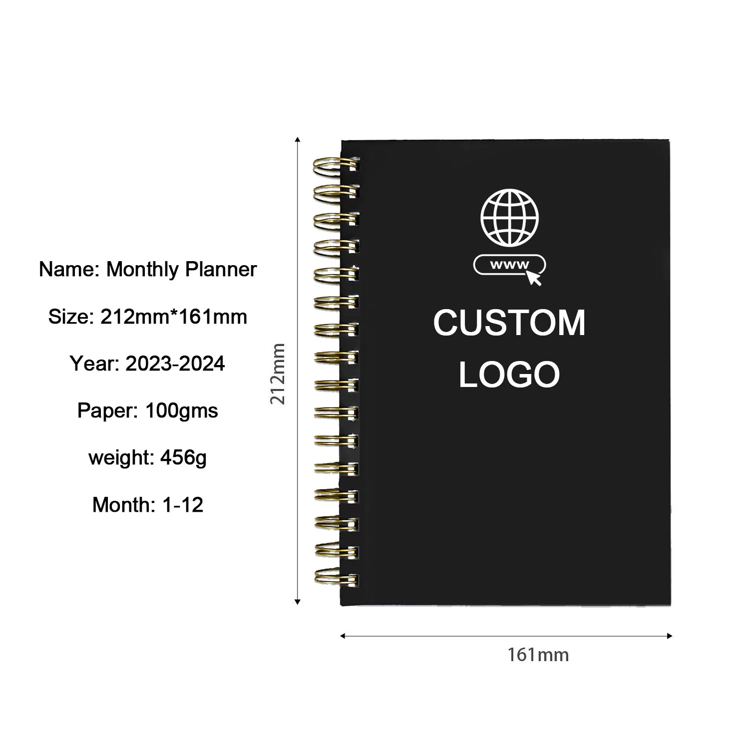 Custom Logo Monthly Planner 2023 2024 Spiral Binding Manufacturers Free Sample Planners And Notebooks Custom Printing Planner