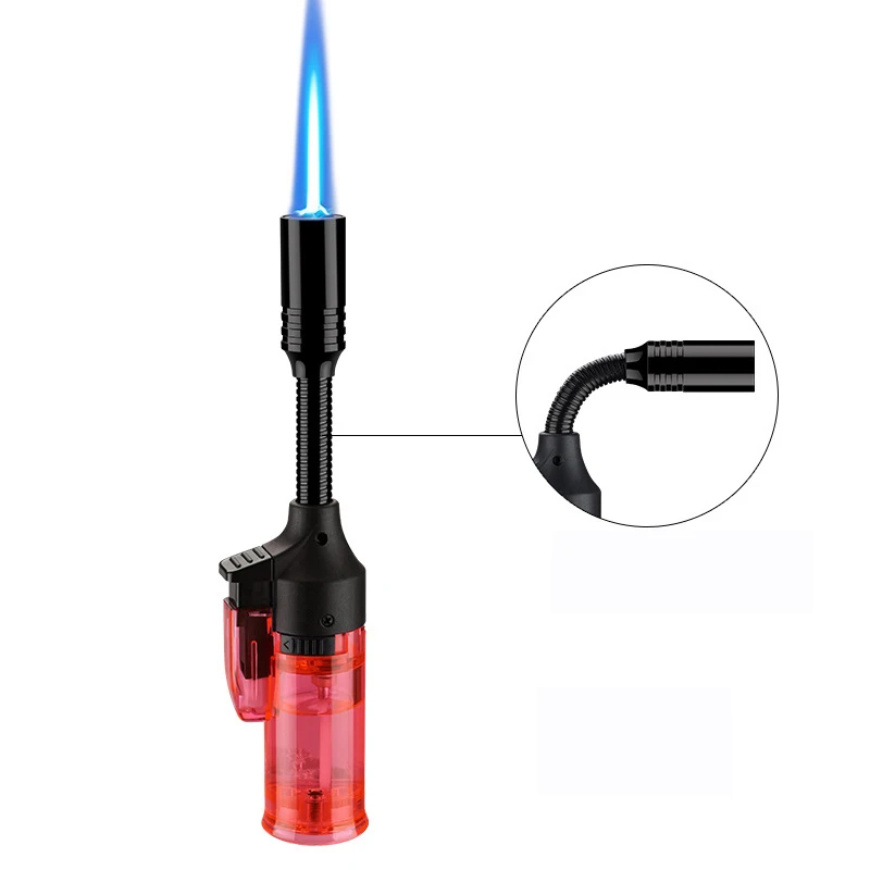 Custom wholesale windproof powerful refilled gun shaped fire butane torch lighters for outdoor