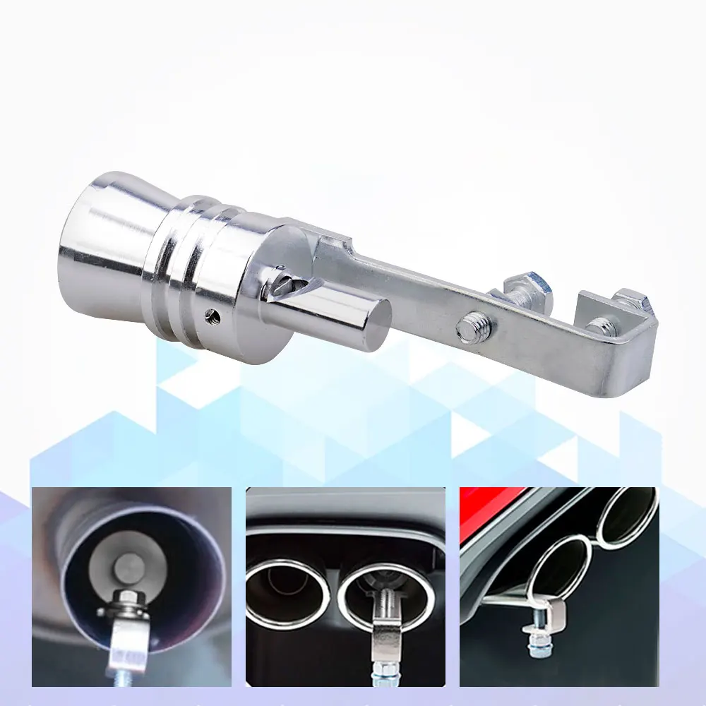 Universal Turbo Sound Simulator Whistle Car Exhaust Pipe Whistle Vehicle Sound Muffler S/M/L/Xl Silver Black