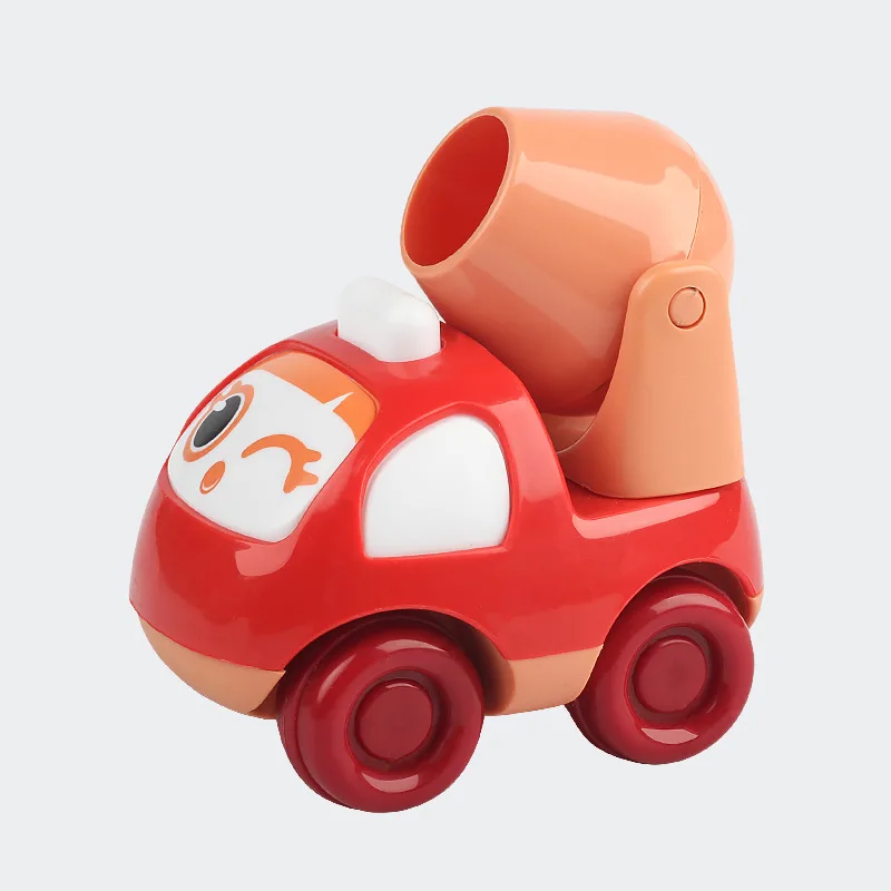High Quality Kids Cartoon Cute Expression Inertial Car 2 Style 4 Colors Mixing Friction Function Engineering Vehicle Toys