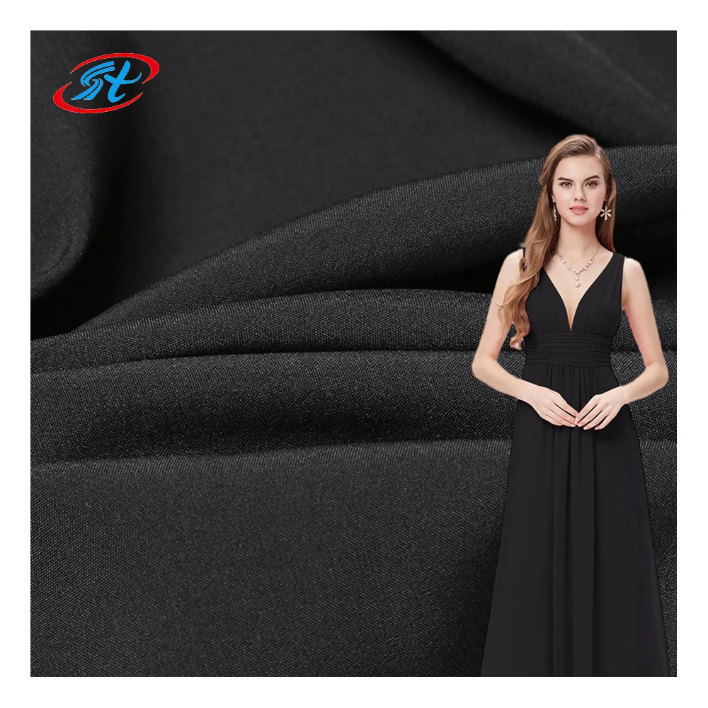 Custom plain polyester spandex fabric 4 way stretch lining fabric spandex fabric for dress