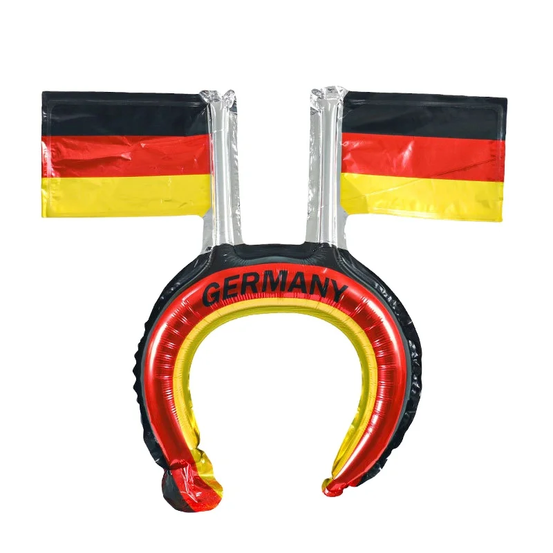 Popular Design Football Mini Flag Headband Inflatable Aluminum Foil Balloon Germany Flag Hair Headband