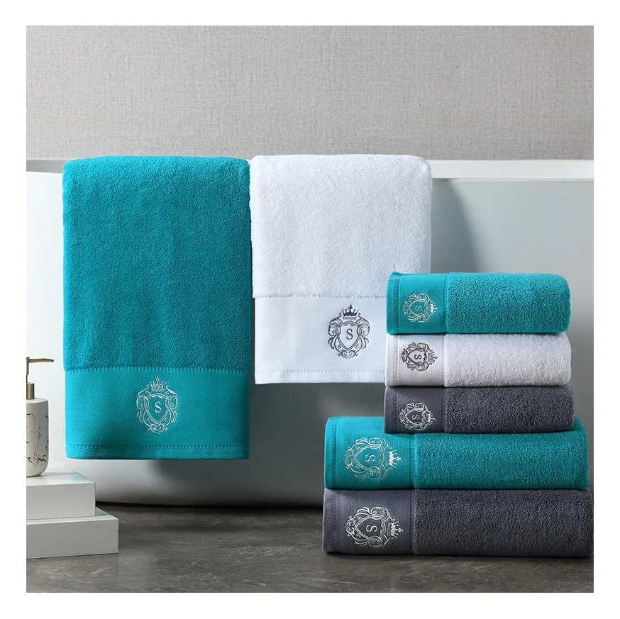 Bath towel sets 6 pcs sets bathing towel customised cotton 100% cotton white hotel hand towel bath without logo