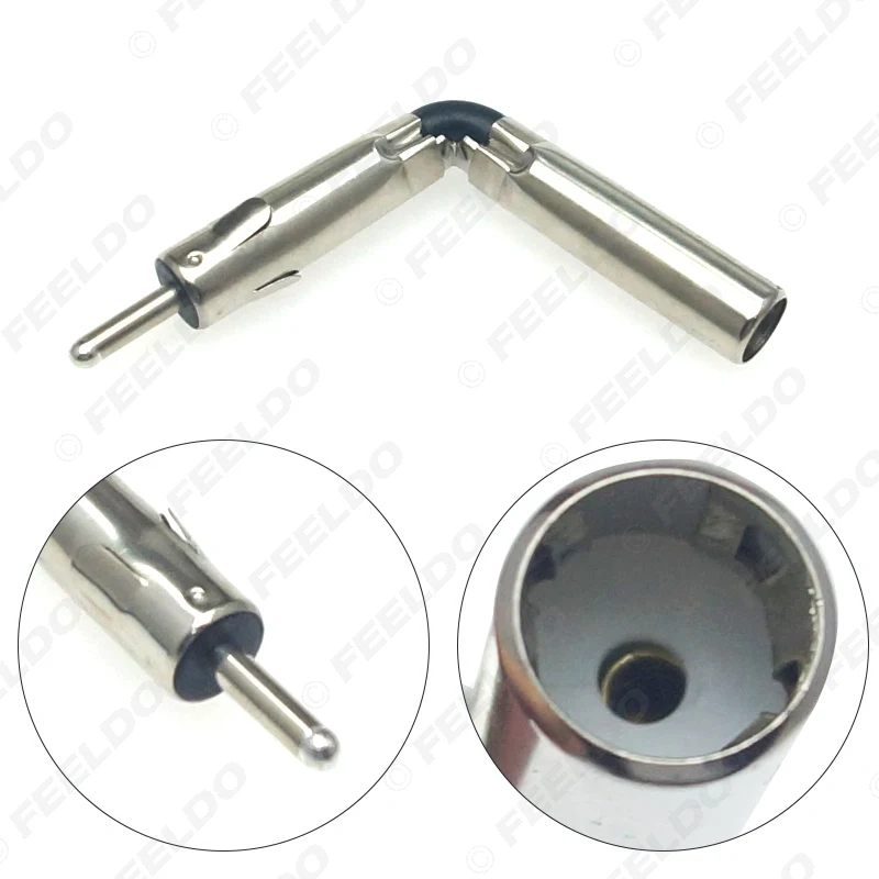 Car Auto Radio AM/FM Stereo Iso Male Plug To Din Aerial Antenna Mast Adapter Square Bend Radio Connector