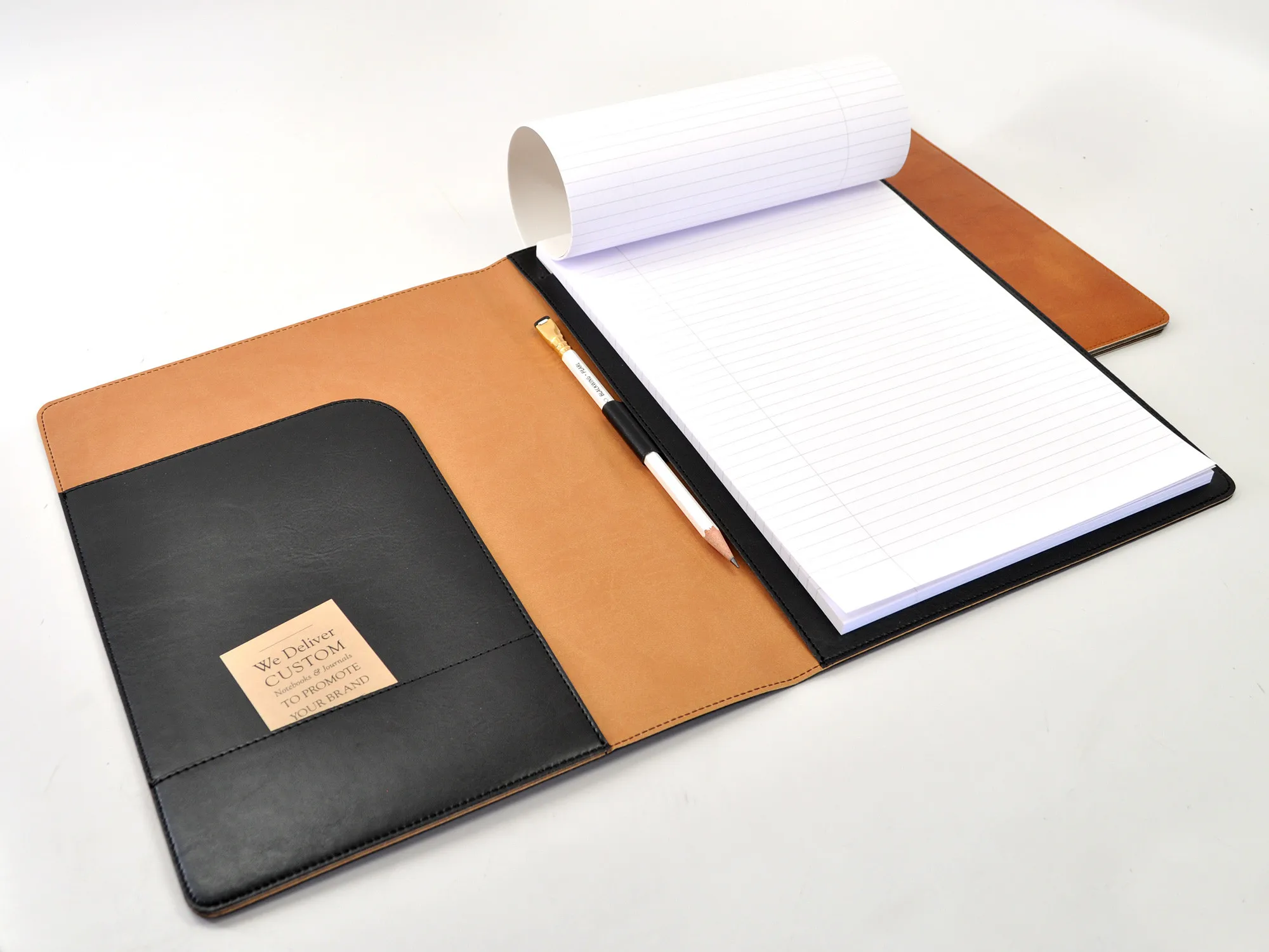 
Custom Logo Printed Classic Pad Folio PU File Folder Document Holder Case Bonded Leather A4 Padfolio 