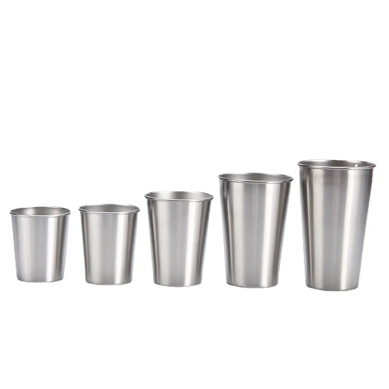 2024 New Wholesale High Grade Bar Beer Single Wall Stackable Tumbler 304 Stainless Steel Custom Metal Shot Glass Mug Pint Cups
