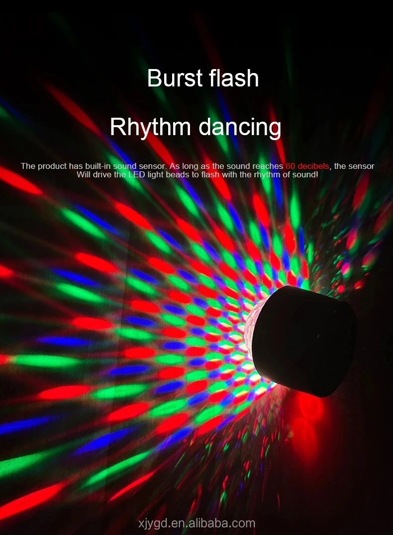 Mini Car Disco Ball RGB Auto Interior Light Magnetic Mount Rechargeable Voice Control Flash Stage Light Auto Atmosphere Lights