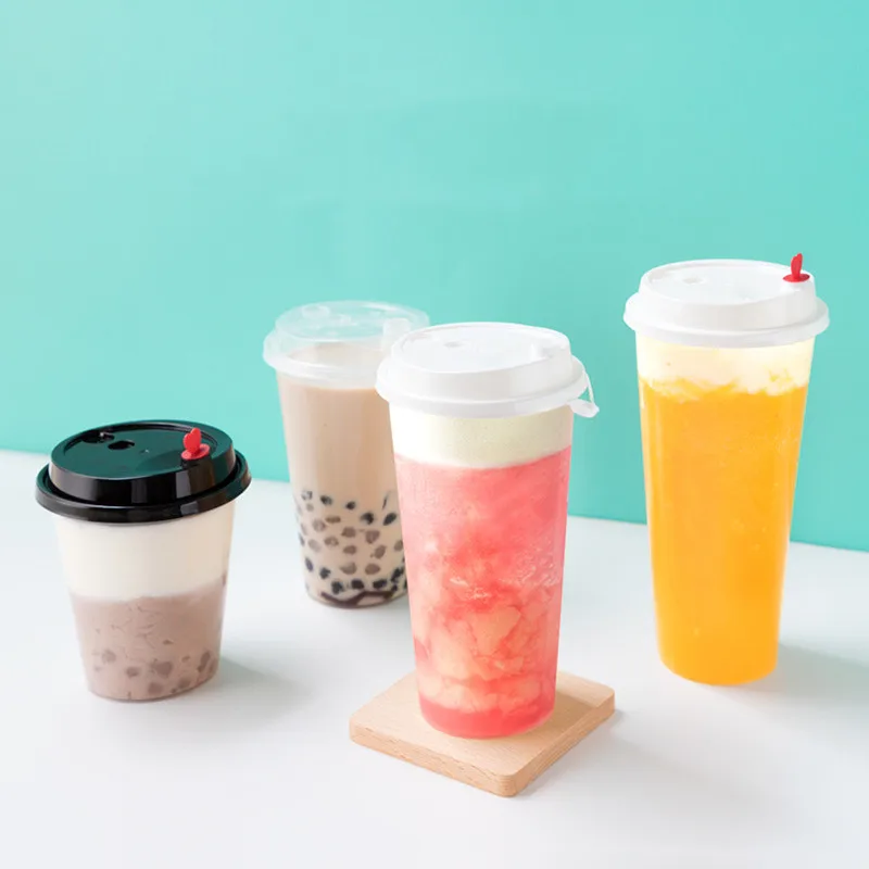 Disposable Plastic Pp Bubble Tea Cup 12oz 16oz 24oz Boba Tea Coffee Juice Pp Cup Clear Or Printed With Lids