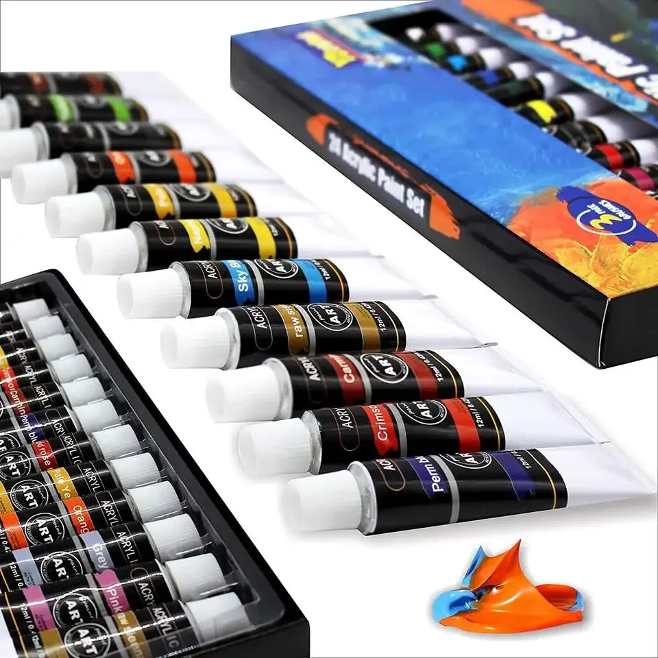 Acrylic paint Set Artist Grade 24 colours/tube (12 ml ) non-toxic non-fading rich paint painter