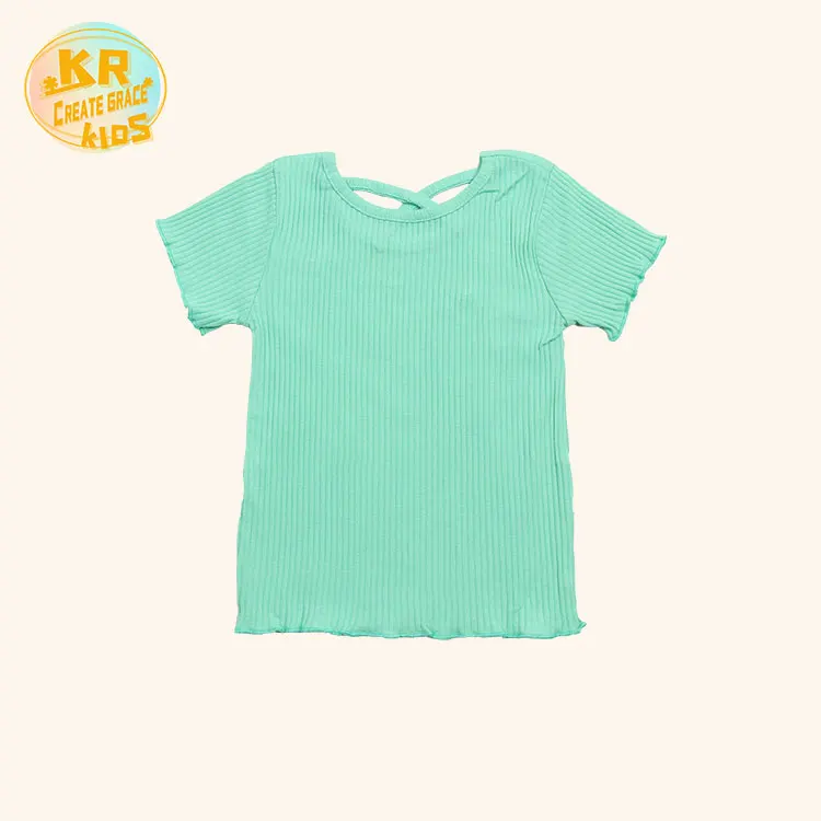Wholesalers Top Quality Baby Girl Clothing Ribbed Fabric Kids Wear Comfortable Summer T-shirt Multicolor Top Kids Clothes