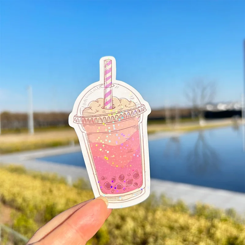 Wholesale Laptop Waterproof Journal Cute label Personalized Sticker Self Adhesive Anime Custom Vinyl Glitter Hologram Stickers