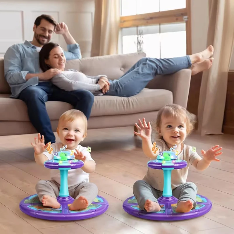 Children Newest Dinosaur Space Spinning Stool Toy 360 Degree Spin Activity Toy with LED and Music Sit And Spin Toy