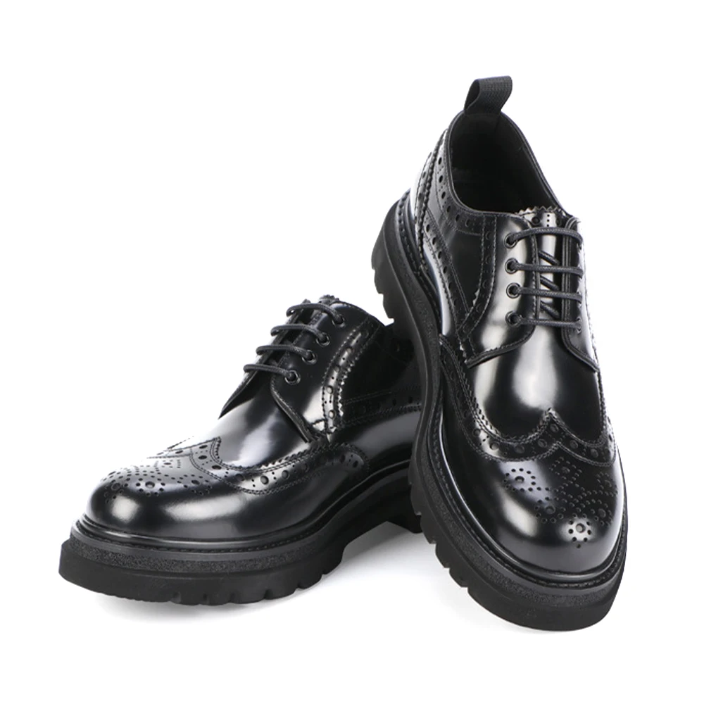 New Style Top Layer Cow Leather Lace-up Formal Shoes Breathable Mens Business Office Cowhide Black Derby Shoes