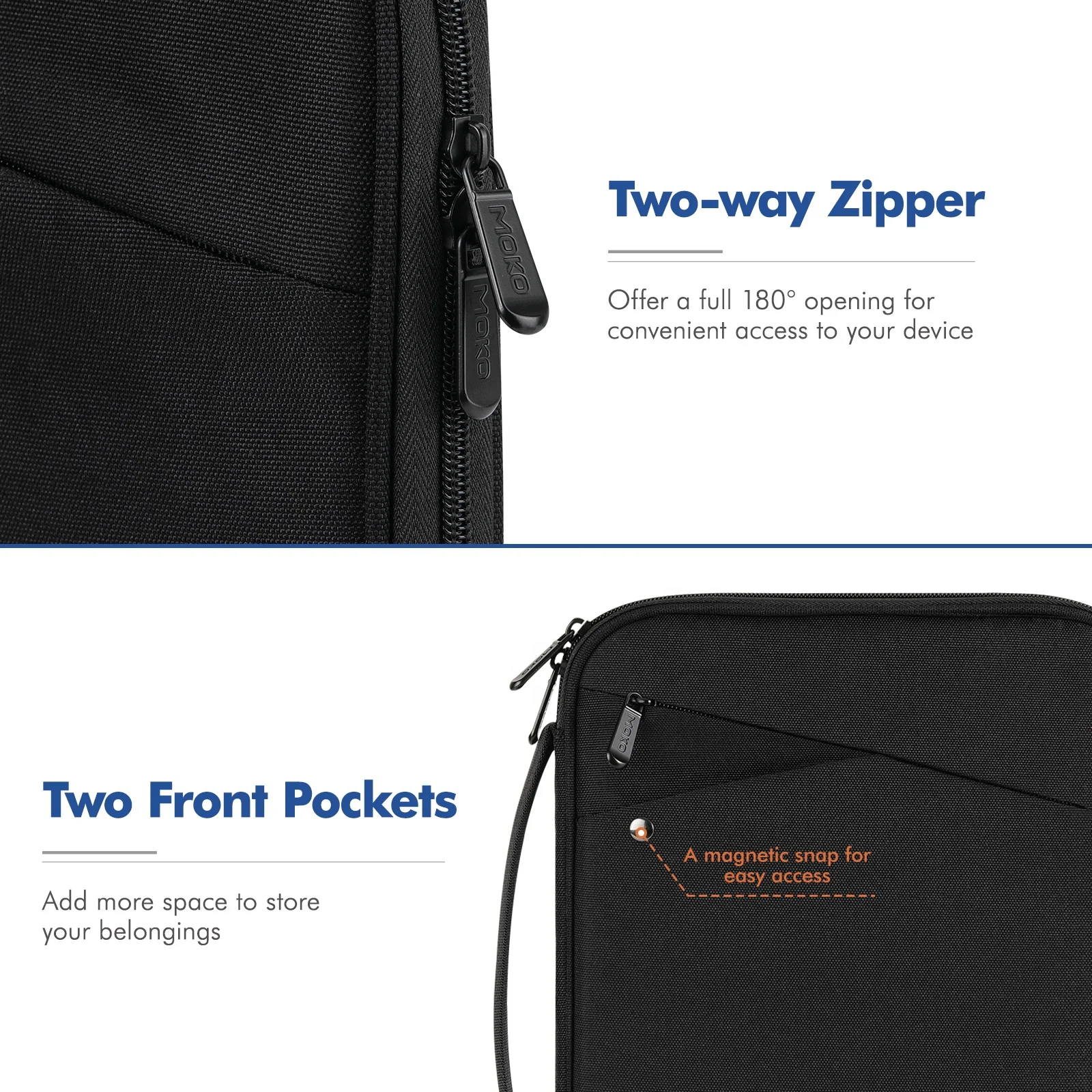 MoKo Portable Padded Protective Travel Bag Water Resistant Tablet Sleeve Carrying Case for iPad Pro 11 Samsung A9 Plus 11 inches