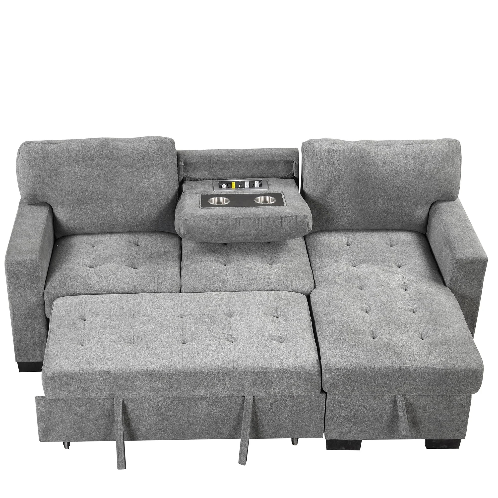 sofa cama matrimonial steel frame modular sectional 2 in 1 ottoman combo bed and sofas with storage box and USB charging