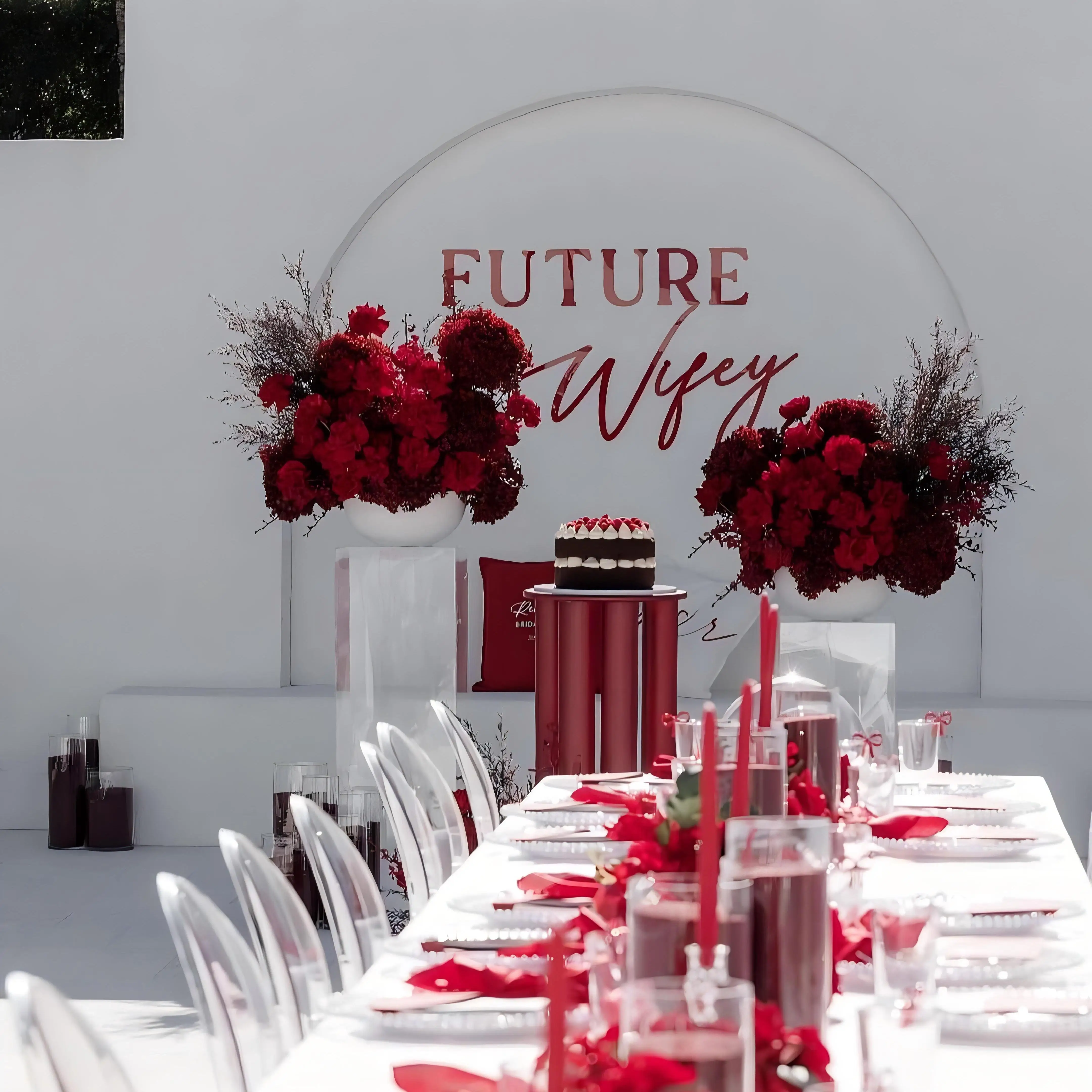 Wholesale Red Wedding Centerpieces & Table Decorations Artificial Silk Roses Floral Arrangements Red Rose Wedding Centerpieces