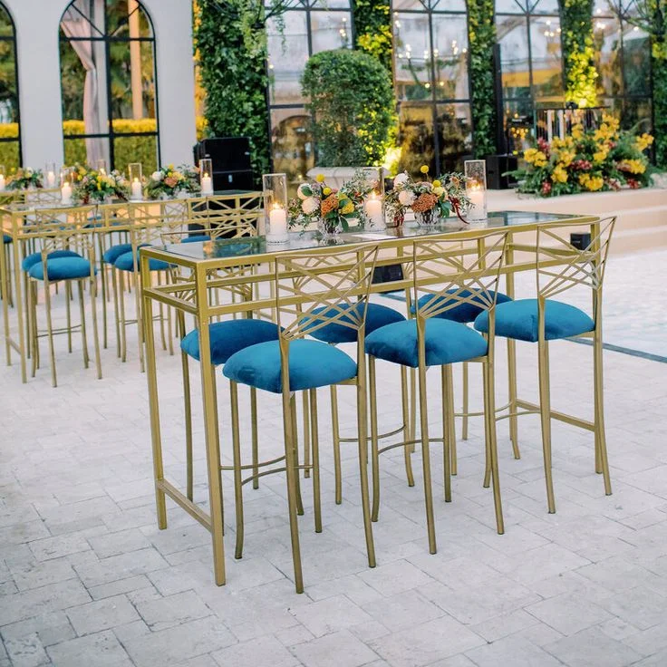 Top Selling Commercial Hammered Hand Forged Golden Metal Frame Finishes Counter Customize High Stool Bar Chair