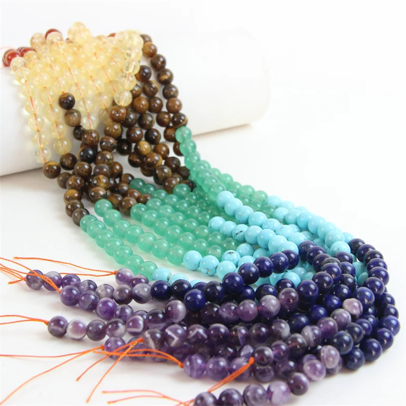 Pasirley Wholesale Natural Stone Seven Chakras Colorful Round Loose Beads for Jewelry Making Crafts Design