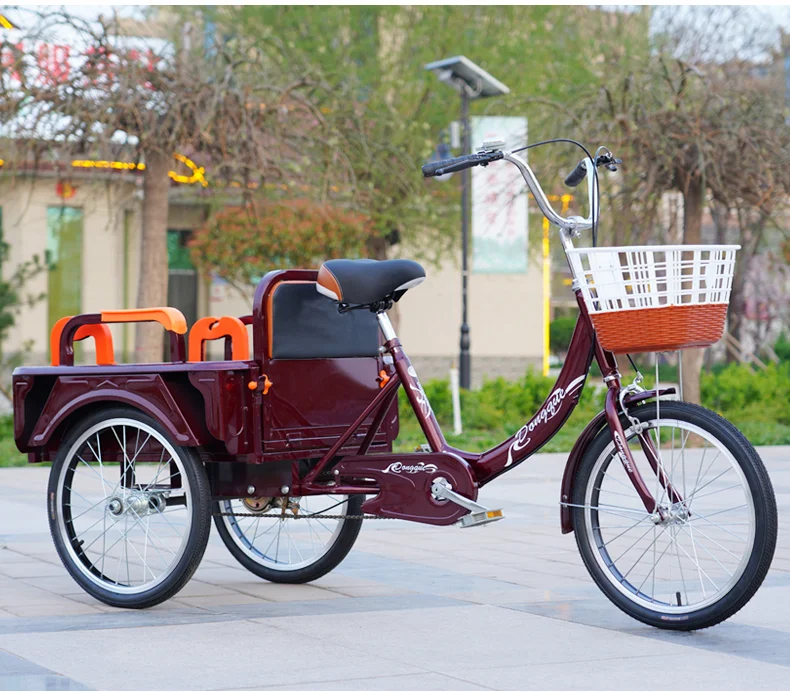 Single Speed 3-Wheel Cargo Bike for Adults and Children for Family Shopping Trips and Buying Vegetables