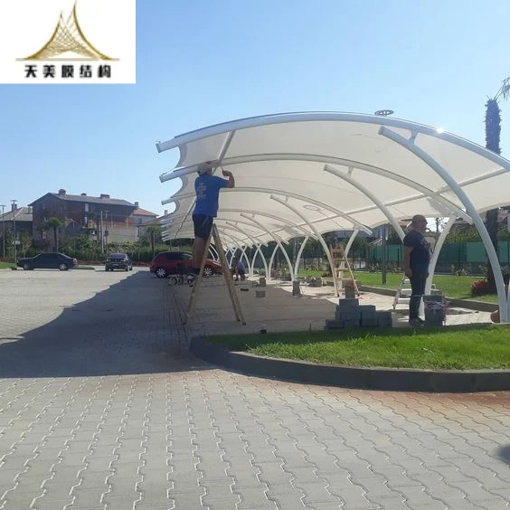 High Quality Custom PVDF PTFE Car Parking Shed Tensile Membrane Structure Waterproof Carports For Car Parking