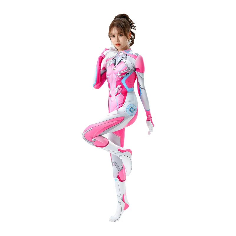 Future Sence Female Halloween Party Jumpsuit Pink Long Sleeve Full Body Suit Peace Dream Rocket Design TV Movie Cosplay Costume