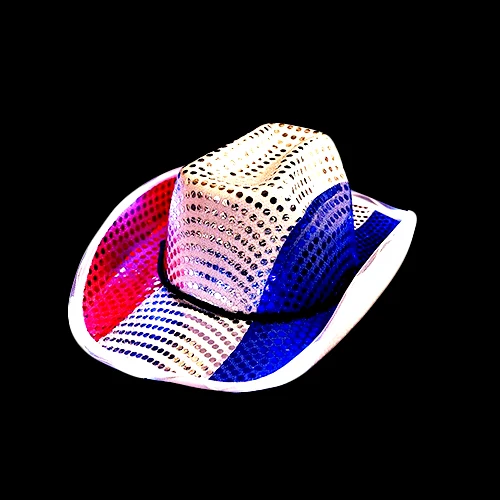Super Bright LED Light Up Flash Happy New Year Cowboy Hat