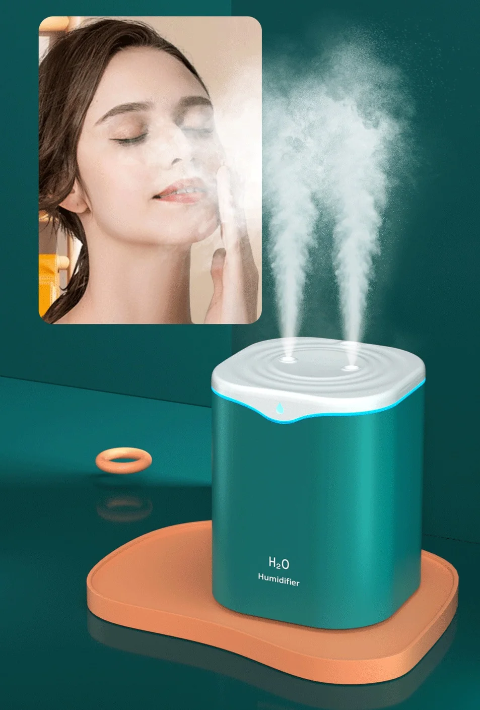 2L USB  Large Humidifier with Big Water Tank, Sleek Design and Material, Auto Turn Off