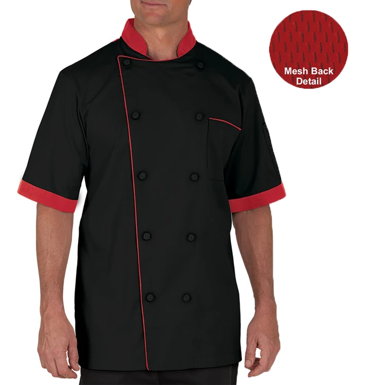 Оптовая продажа, летняя мужская традиционная форма шеф-повара суши, белая сетчатая куртка с коротким рукавом и полуспинкой для ресторана