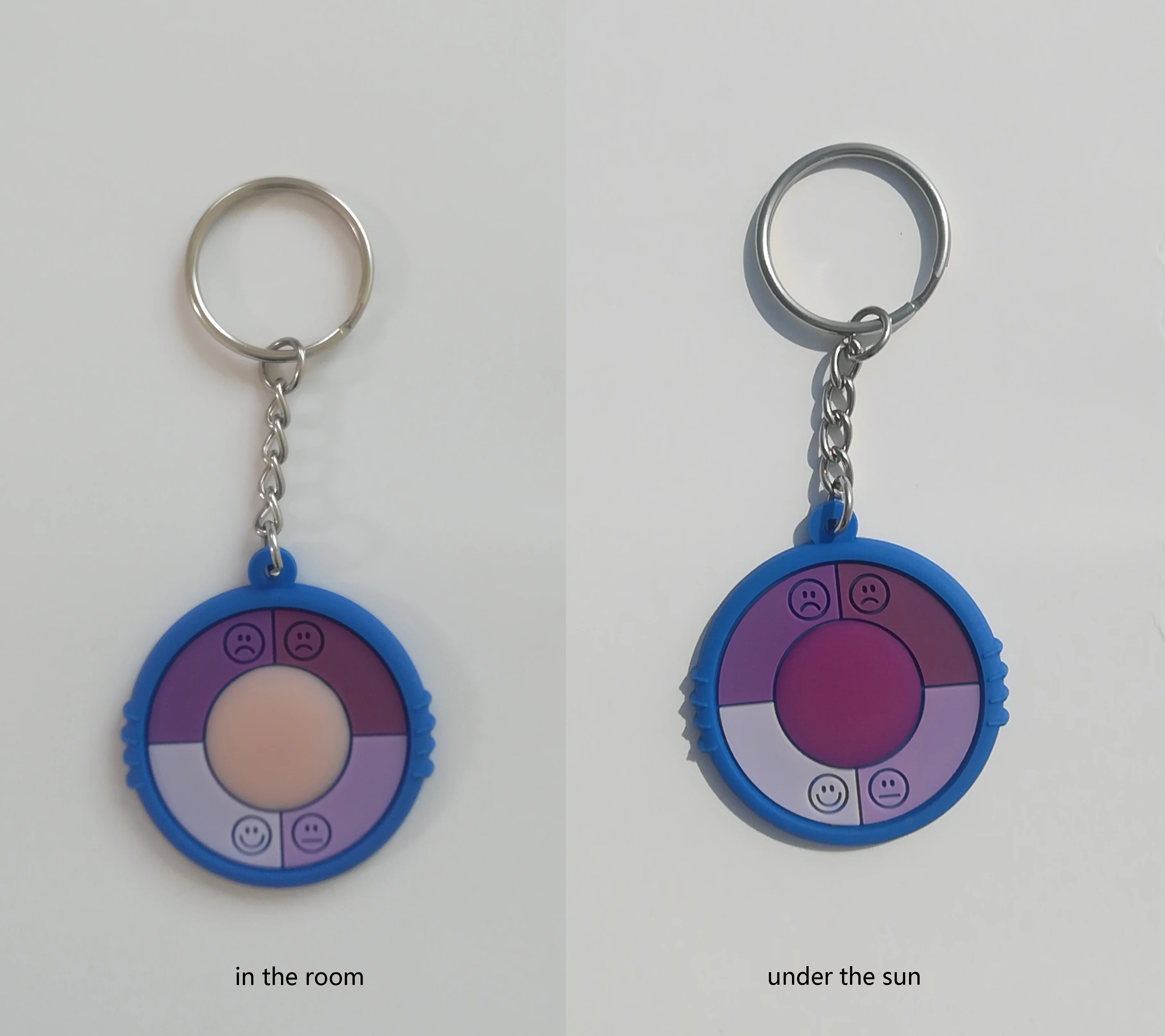 2D sunlight UV tester color changing keychain for fun