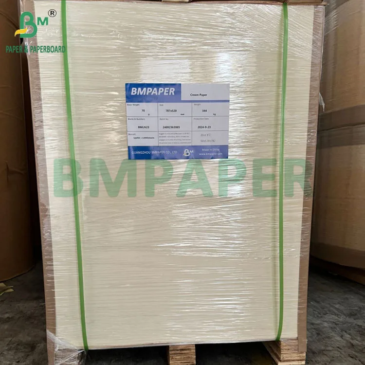 70g 75g Book Paper Sheet Format Uncoated Offset Paper White Cream Color