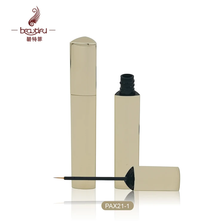Unique triangle empty 8ml 10ml gloss gold aluminum eyelash and eyebrow enhancer serum tube packaging container bottle