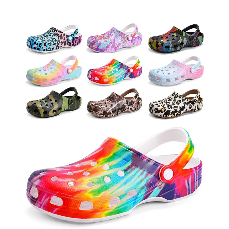 2022 Китай 1 Moq пользовательский модный платформа Tie Dye Eva самая дешевая обувь Clog с принтом качество облачный принт Clog