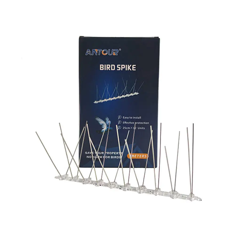 Bird Spikes Pigeon Spike Transparent Stainless Steel Anti Bird 20 Spikes for Animal Control Use Color Box Packing Hot Sales 13cm