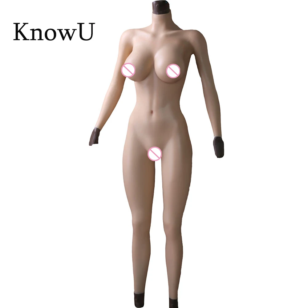 KnowU Silicone Bodysuit Crossdresser with C Cup Breast and Vagina Pant Female Full Body Silicone Suit Man to Woman for Cosplay