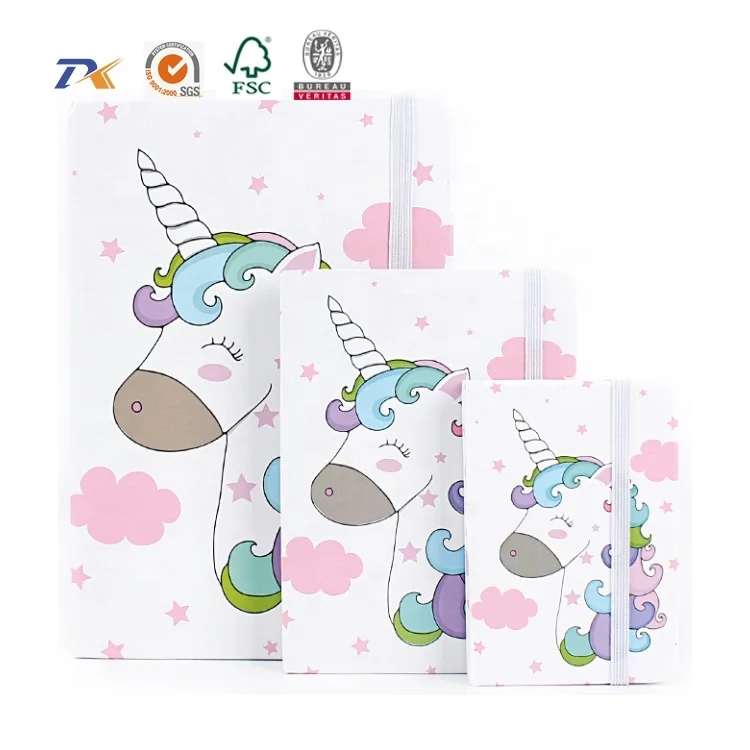 
2020 new design hard cover elastic band notebook good quality notebook A5 A6 A7 fashionable unicorn notebook 