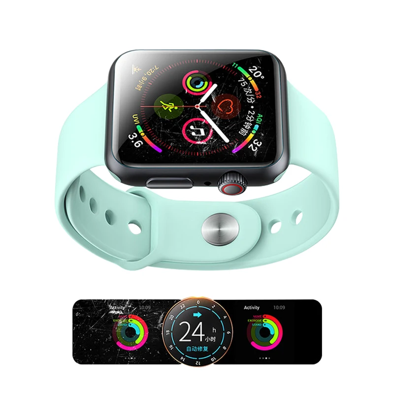 Смарт-часы Защита экрана для Apple Watch серии 7 42 мм покрытие само-исцеляющий пузырь бесплатно HD Прозрачная Гибкая ТПУ