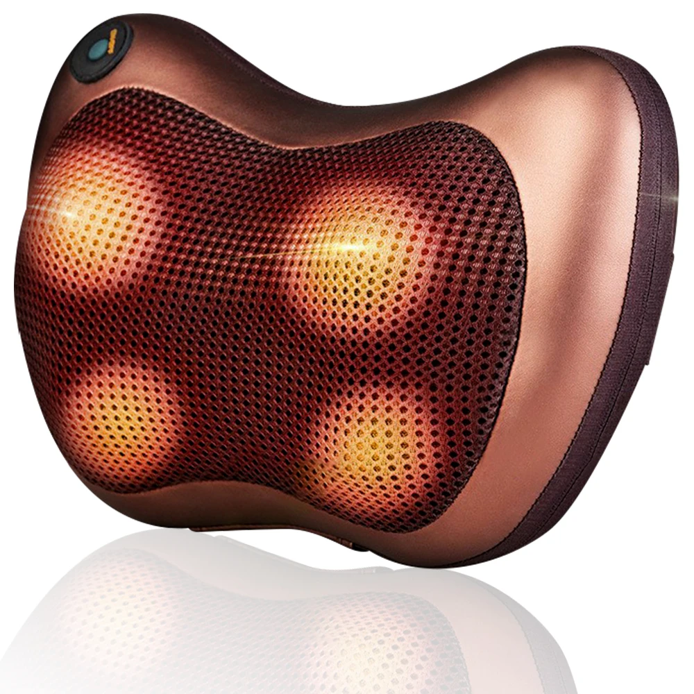 Electric Home And Car Deep Tissue 3d Kneading Lumbar Neck Massage Heating Pillow Massager For Physiotherapist