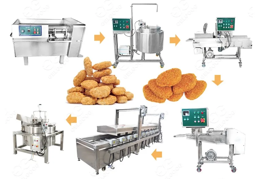 Customized Containers Frozen Halal Fried Popcorn Chicken Line Tempura Popsocket Chicken Nuggets Machine