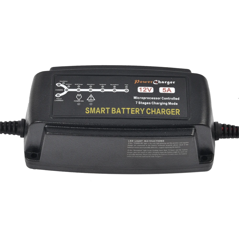 12V Lead Acid battery charger motorcycle 7 stages auto 12 volt battery charger