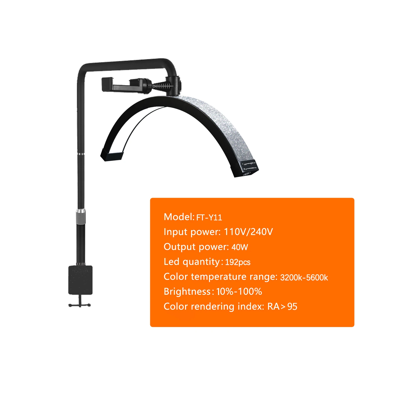 25inch 40W Clip-on Nail Desk Lamp LED Manicure Lamp Desktop Light t for Tattoo Salon Nail LED Table Moon Lamp With Rhinestones