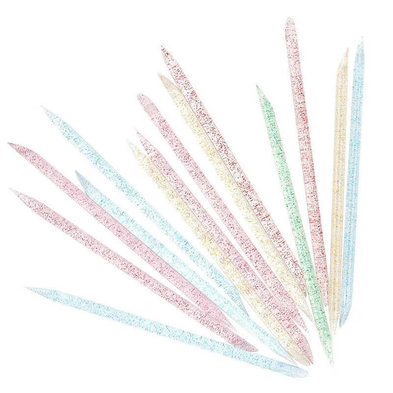 100pcs/Bag Nail Art Cuticle Pusher Cuticle Pusher Stick Plastic Crystal Handle Nail Art Stick Cuticle Pusher