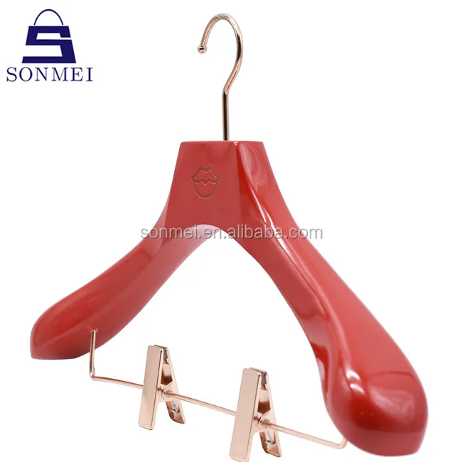 Wood clothes hanger with clips large white wooden coat hanger