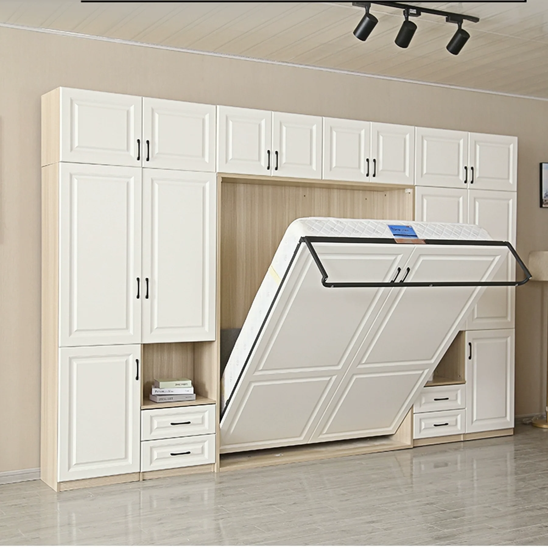 Modern Custom Whole Set Space Saving Home Furniture Design Wall Bed Folding Bed With Wooden Sofa Murphy Bed