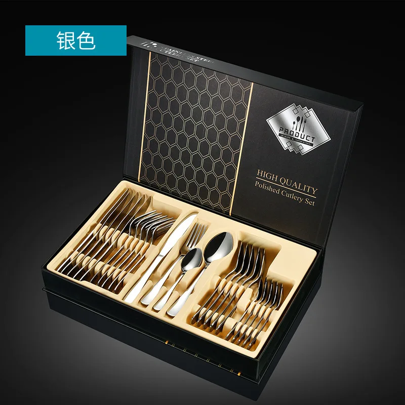 Hot Selling 24 Pcs Gift Set Gold Flatware Stainless Steel Cutlery Set with Box 24pcs Flatware Sets