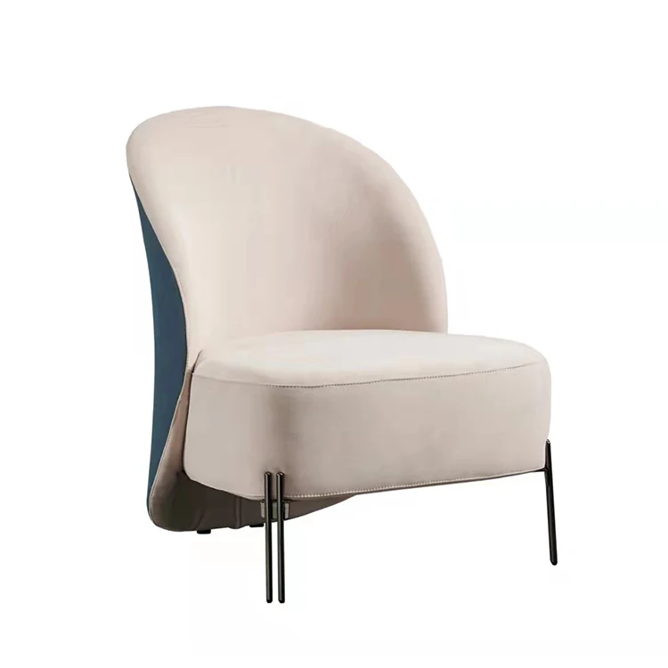 Nordic Modern Leisure Chair hotel dining Living Room Leisure Chairs Designers Leather And Fabric Metal Armless Sofa Chair