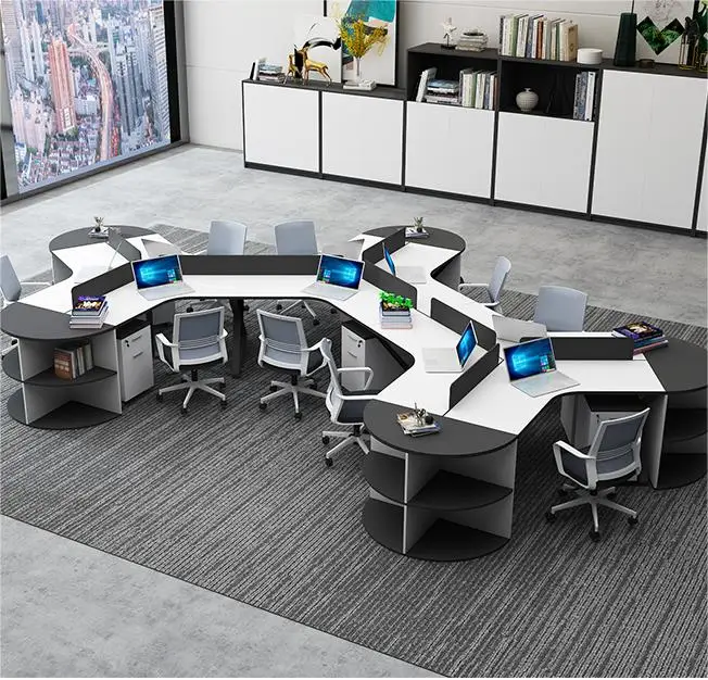 CBD office building company office staff desk 2/3/6 staff computer desk workstation office partition desk combination