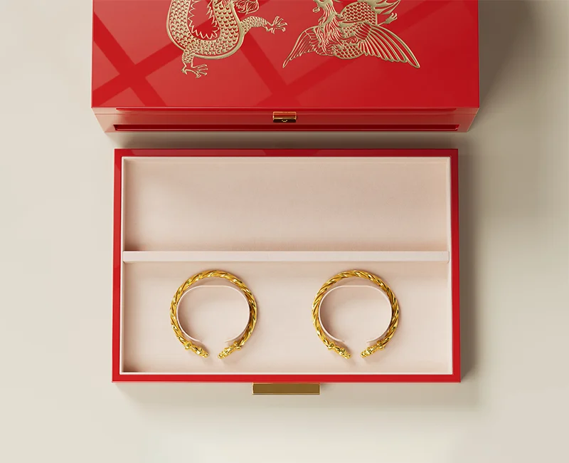 Роскошный деревянный органайзер для ювелирных изделий Коробка Подарочная коробка Свадебное приданое красное китайское ожерелье кольцо хранения