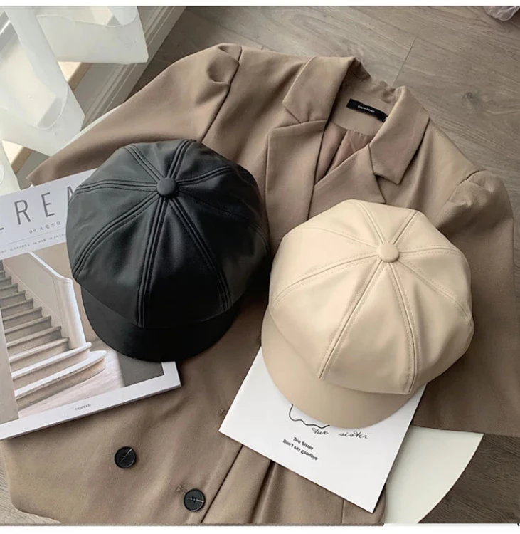 Fashionable high quality new pattern women versatile leather beret hat
