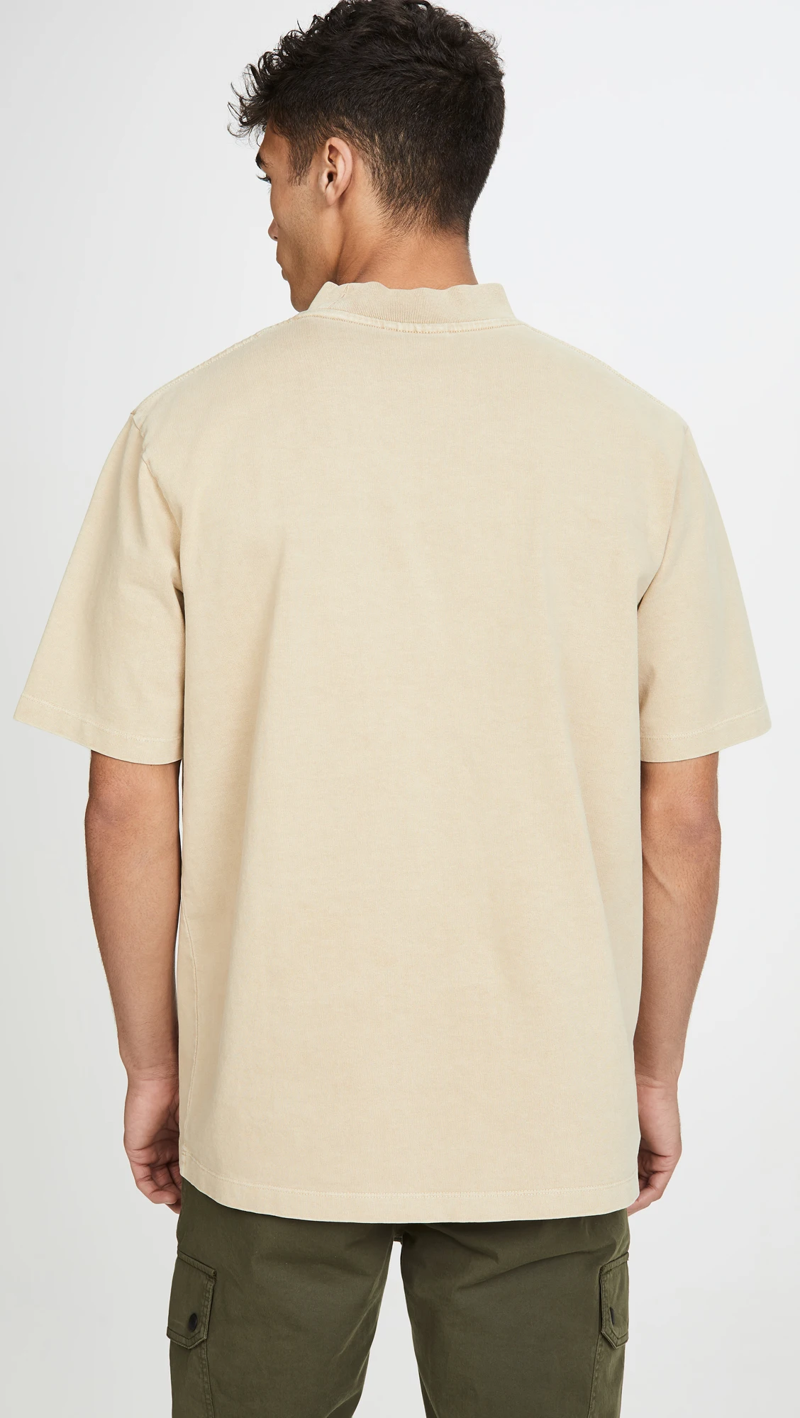 
Custom High Quality baju kaos turtle neck heavy weight T-shirts 100% cotton plan Oversized baggy mock neck t shirt 